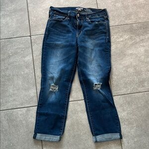 Denizen from Levi's Dark Wash Distressed Cropped Jeans